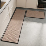 tapis solide marron clair noir tissé géométrique moderne antidérapant lavable cuisine intérieur