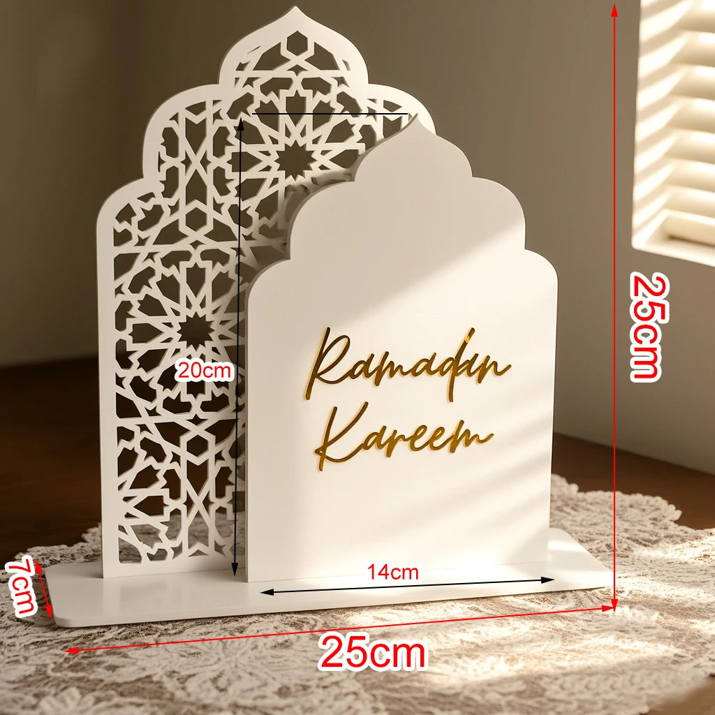 décoration murale arches géométriques islamiques blanc or ramadan eid mubarak festive