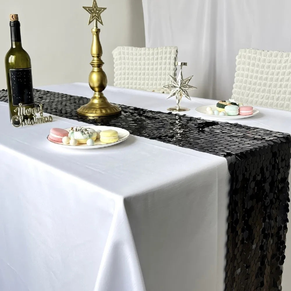 table table chemin paillettes rose gold noir rose fêtes mariages décorative polyester coton festive