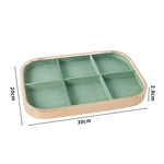 présentoir bijoux boîte velours vert clair moderne pochettes adhésives compartments dorés 30x20cm