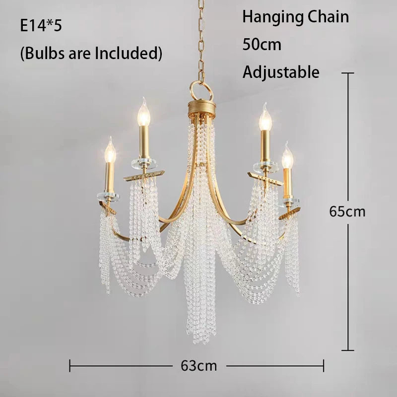 lustre pendentif doré cristal transparent classique chambre salon facile