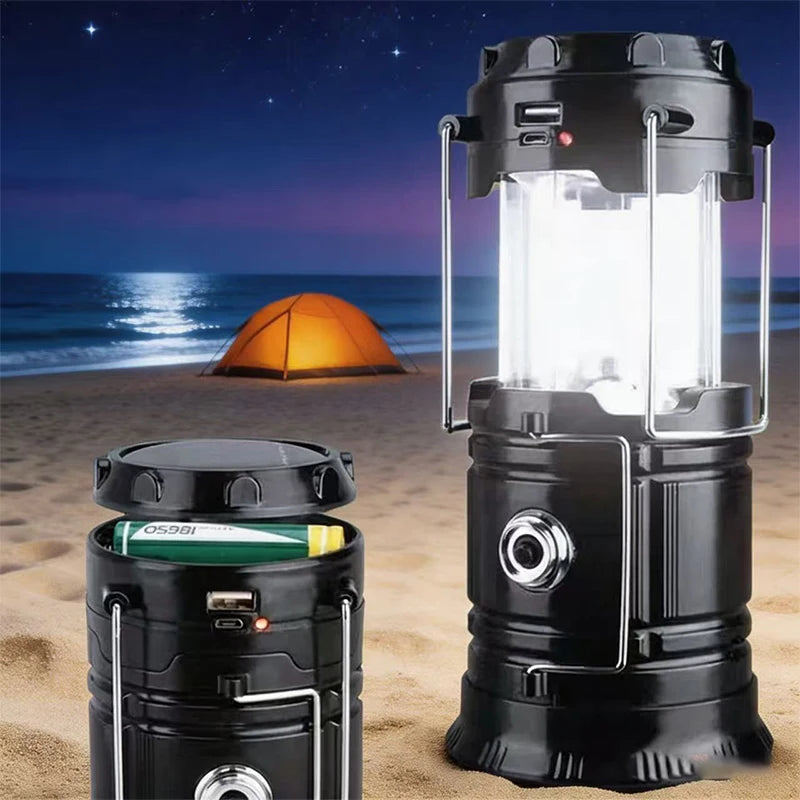lanterne pliable rechargeable led solar portable étanche ip65 noir moderne camping survivalurgence