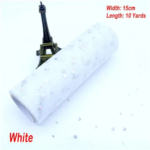 tulle paillettes bleu rose vert violet noir blanc 15cm 10yards polyester décoratif mariage anniversaire