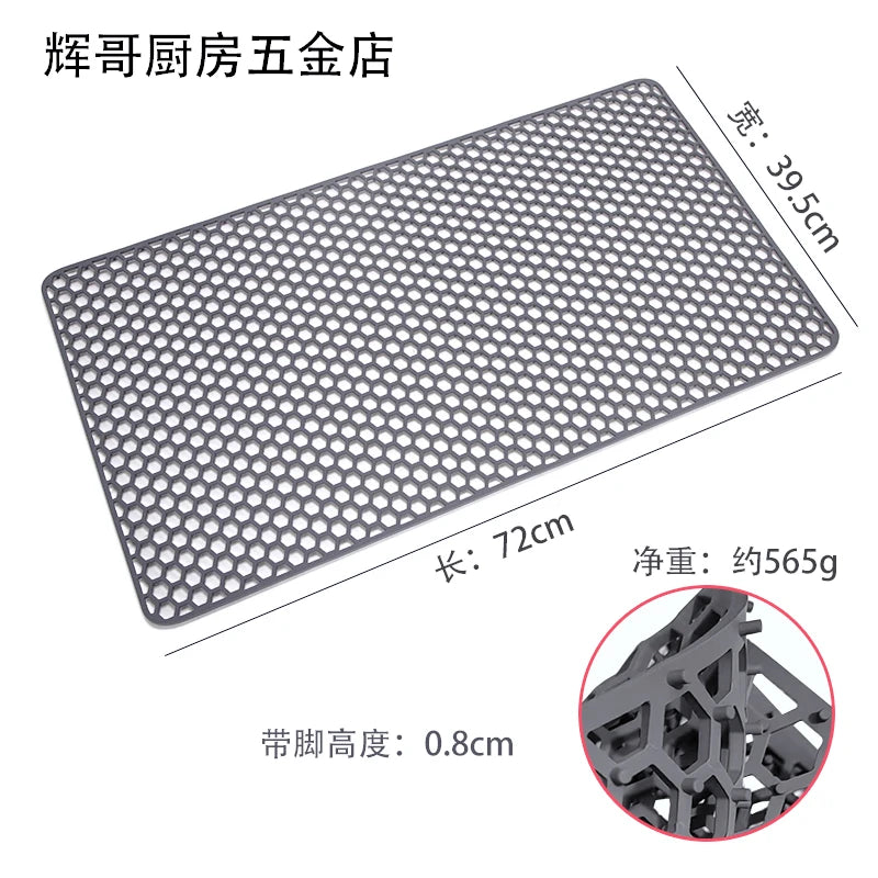 tapis cuisine silicone gris moderne perforé protection évier 72x39.5cmversiblelavabo