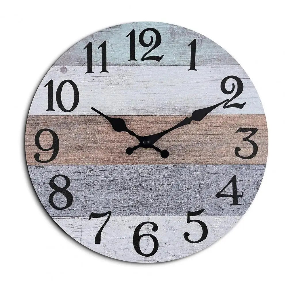 horloge murale bois vintage rustique sans tic tac analogique salon décoration chambre números