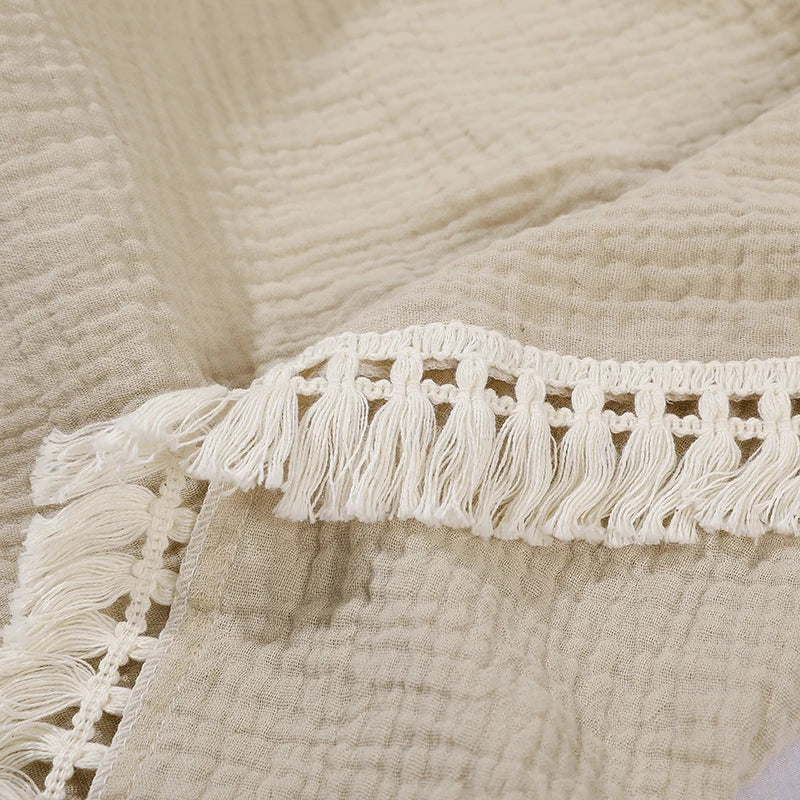couverture bébé tranché maternité coton bambou motifs solides quatre saisons beige rose jaune orange
