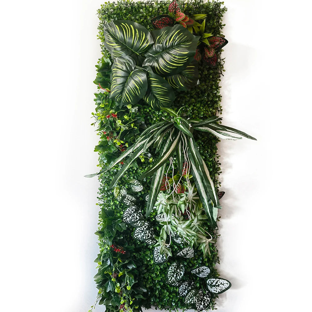 panneau végétal mural plante artificielle herbe décorative jardin extérieur moderne vert rouge blanc