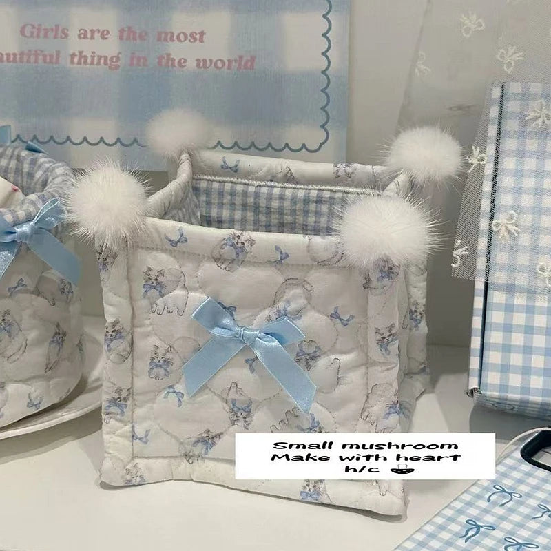 panier rangement coton pliable blanc bleu imprimé animaux utilisation multiple organisation cadeaux