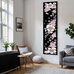 tableau mural moderne fleurs stylisées rose noir chambre salon decoration polyestère opaque