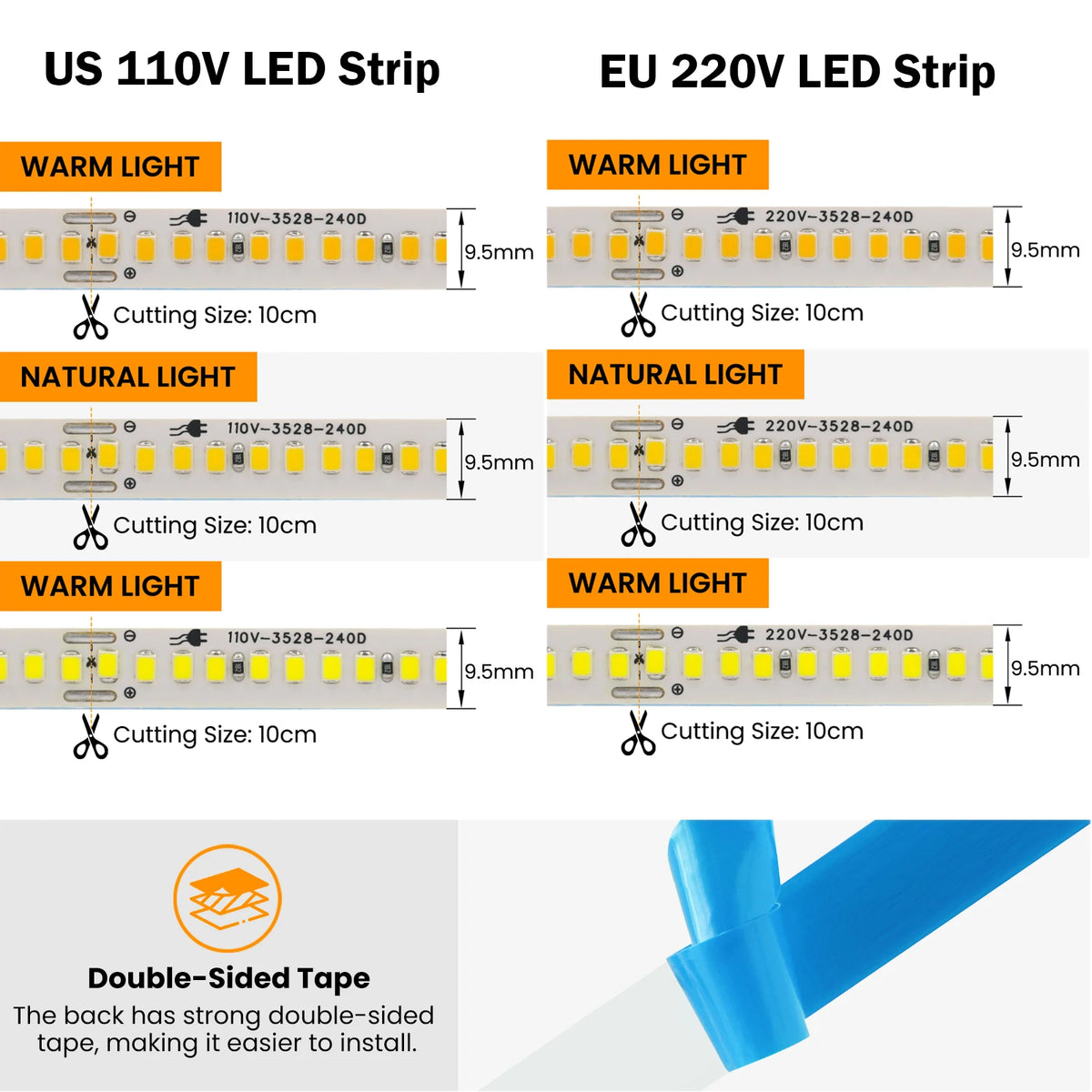 ruban led blanc haute luminosité étanche flexible prise électrique adhésif salon