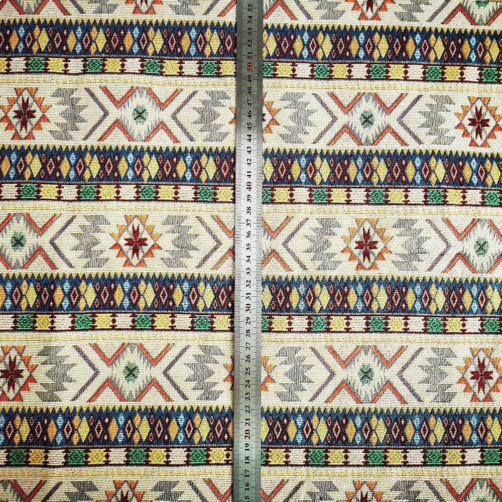 tissu jacquard ethnique coton polyester motif géométrique décoratif sac coussin rideau artisanat