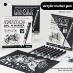 stylos marqueurs acrylique noir blanc floral brush ensemble 12 stylos boîte rangement