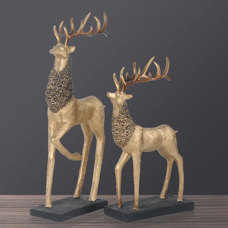 statues cerfs résine or moderne salon décoration noël argent verte chambre