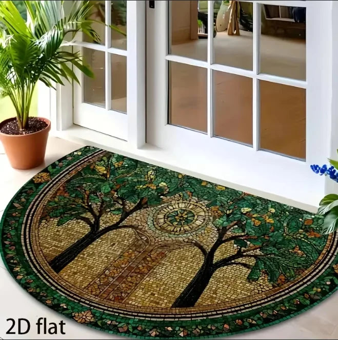 tapis moderne arbre stylisé noir doré salon chambre anti dérapant 40x60cm