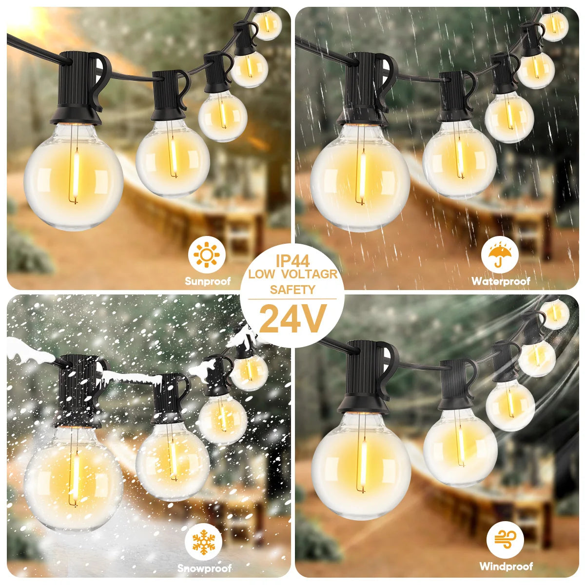 guirlande lumineuse led transparentes moderne vintage 15m 30m adaptateur télécommande clips noirs