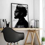 affiche the weeknd moderne pvc noire blanche cadre salon chambre decoration artistique