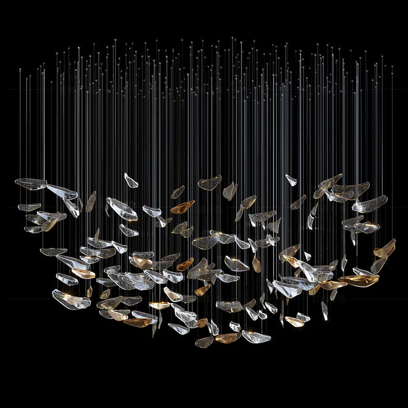 suspension lumineuse cristal marbré contemporain transparent doré noir 15m² 60w led