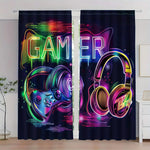 rideau cyberpunk console jeu noir multicolore polyester blackout moderne pièces