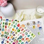autocollants lettres vintage multicolores relief opaques adhésif scrapbooking journal décoration carnet artisanat DIY alphabétique