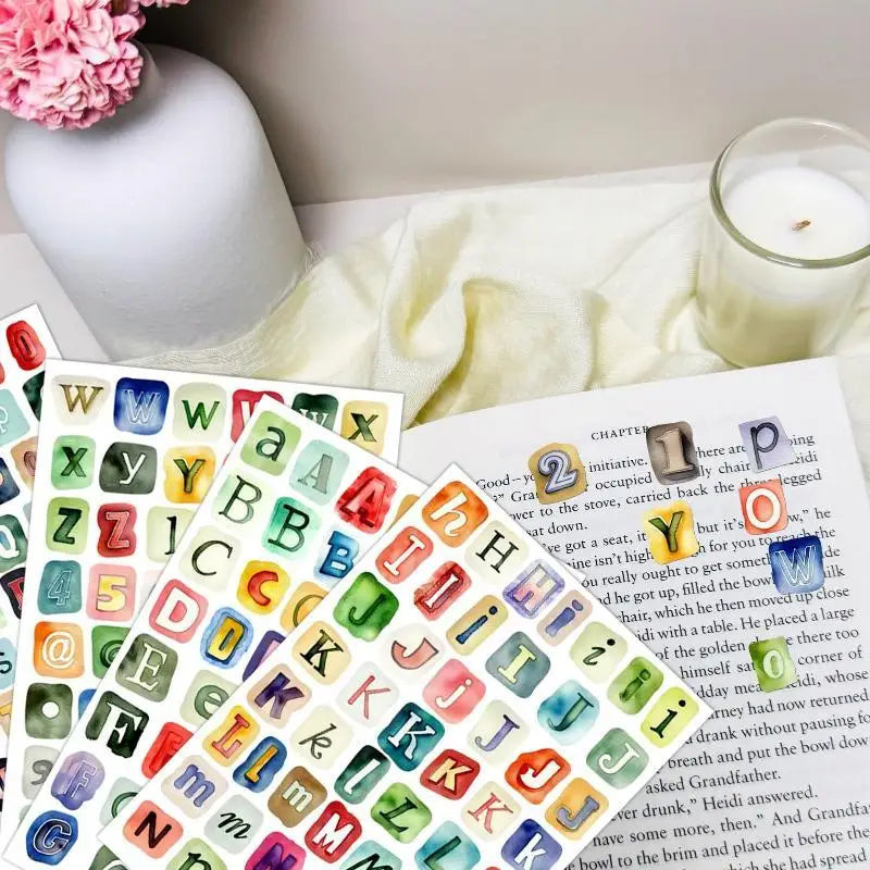 autocollants lettres vintage multicolores relief opaques adhésif scrapbooking journal décoration carnet artisanat DIY alphabétique