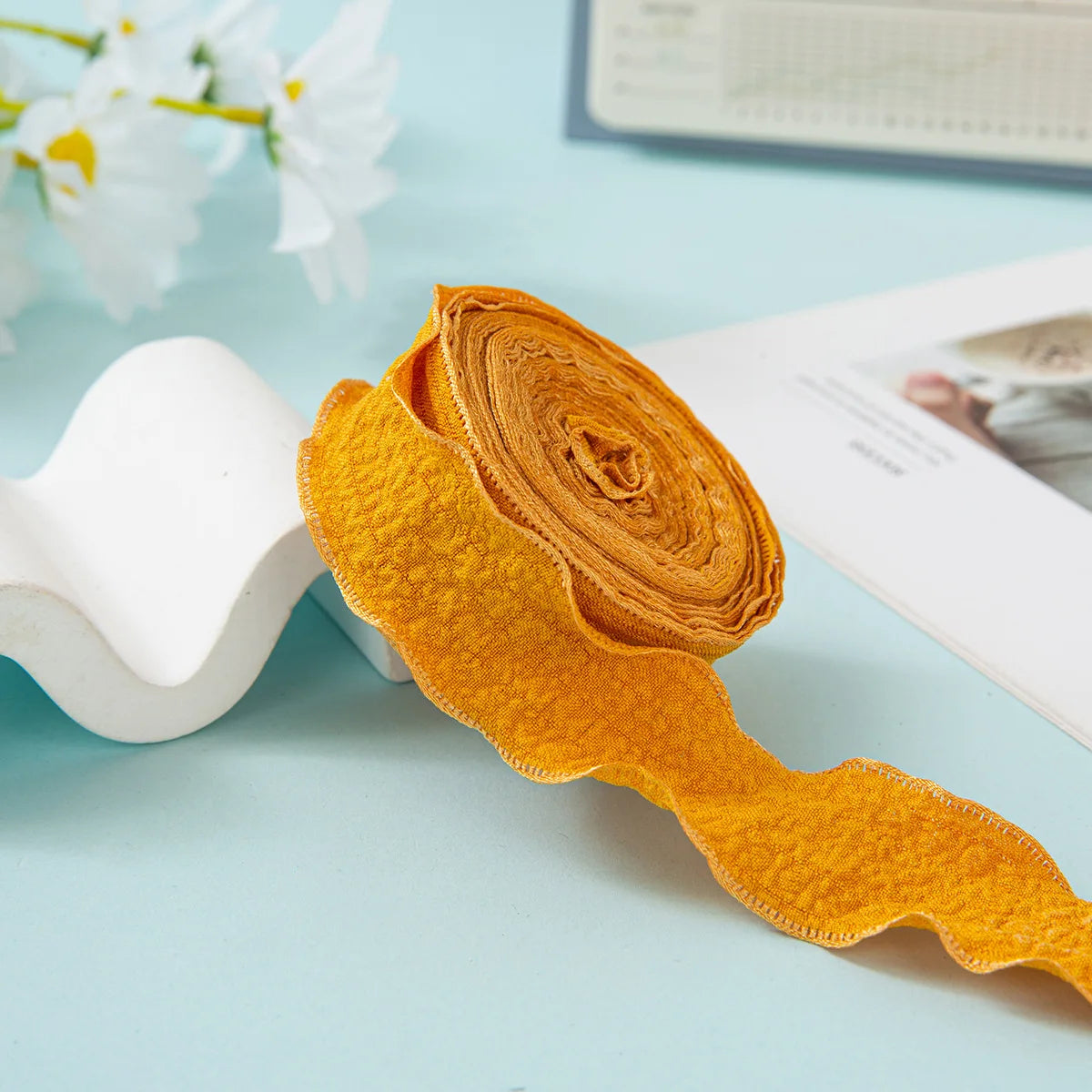 ruban dentelle plissé organza nylon décoratif fleur bricolage accessoire cheveux décoration fait main