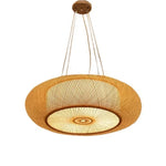 suspension lumineuse tissage bambou moderne noir beige clair chambre salon restaurant