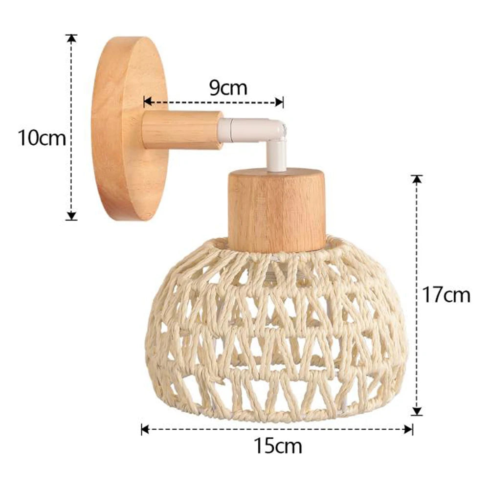 lampe murale tissu tressé bois naturel éclairage moderne rustique entrée chambre coucher