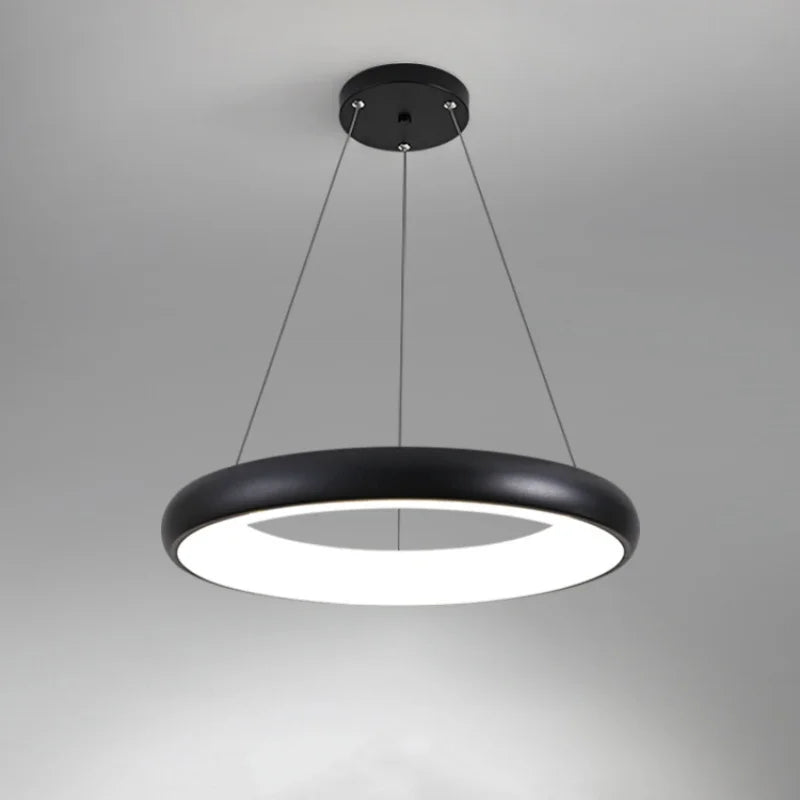 suspension lumineuse moderne noir blanc doré rond lisse opaque chaines led 2000 82000lm