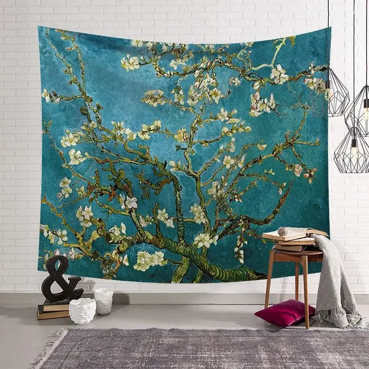tapisserie murale décoration chambre van gogh tournesol nuit étoilée tissu artistique grand