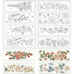 feuilles adhésives broderie motifs floraux fleurs feuilles branches classiques différentes couleurs solubles eau bricolage