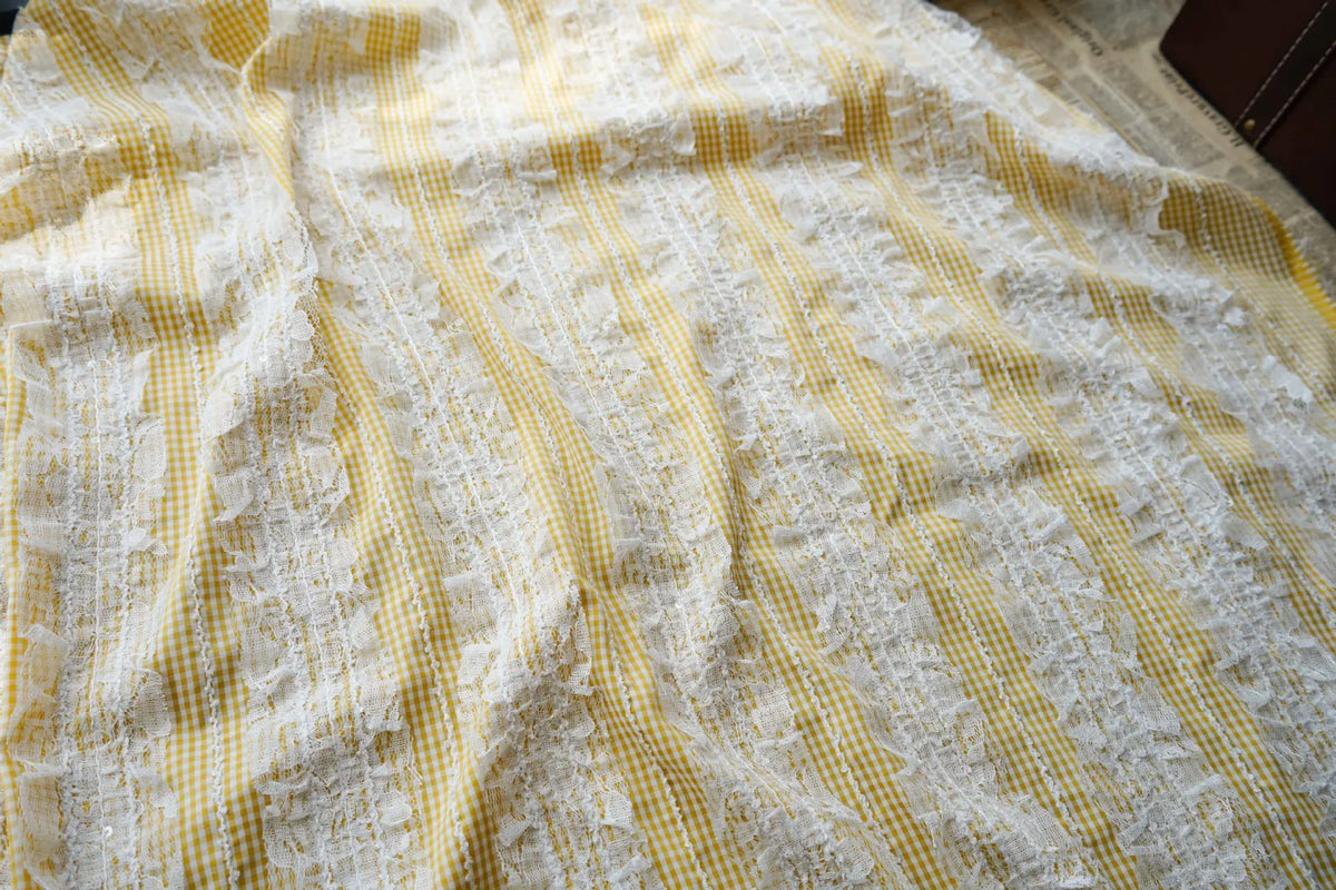 tissu brocart vichy multicolore classique élastique polyester occasion bricolage opacité bleu rouge jaune vintage