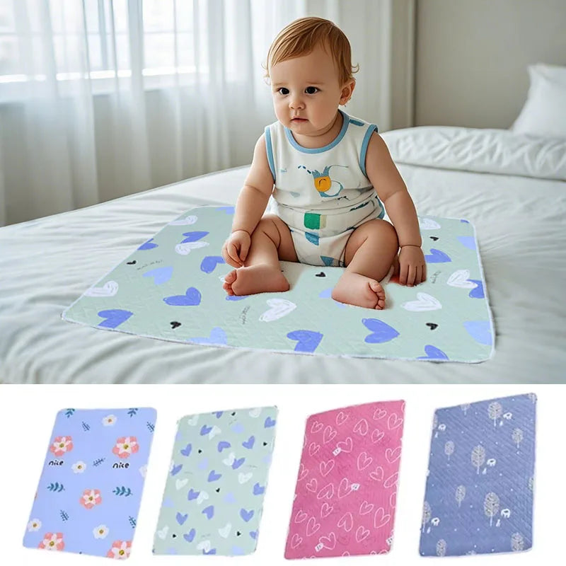 coussin absorbant bébé coeurs dinosaures fleurs tissu doux imperméable confortable vert bleu rose gris