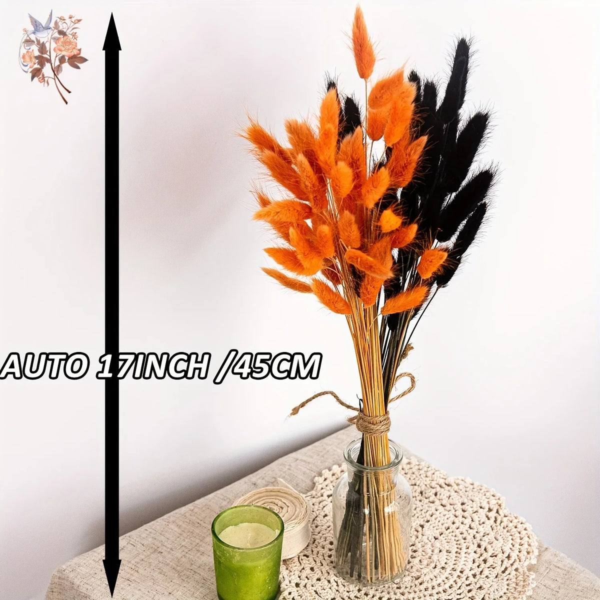 décoration intérieure plumes orange noir bouquets feuilles naturelles rustiques 60 pièces decoration table fêtes