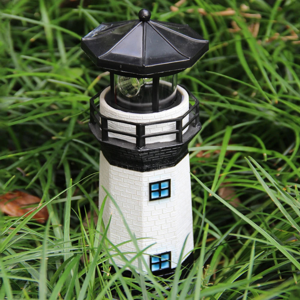 phare solaire led rouge noir decoration exterieure rotatif jardin cour patio festive