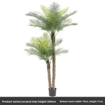 palmier artificiel décoration intérieure vert feuilles fines tronc épais moderne pot 240cm haute