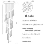 suspension lumineuse moderne or paillettes transparente élégante 18 lumières spiral led