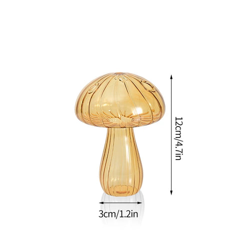 vase champignon transparent moderne fleurs artificielles couleur variée décoration intérieure