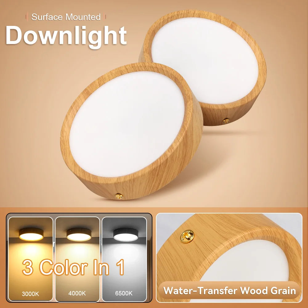 Spot lumineux led grain bois moderne 220v interrupteur poussoir couleurs