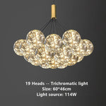Suspension lumineuse moderne boules verre transparentes intérieur doré élégante plafonnier LED chambre restaurant