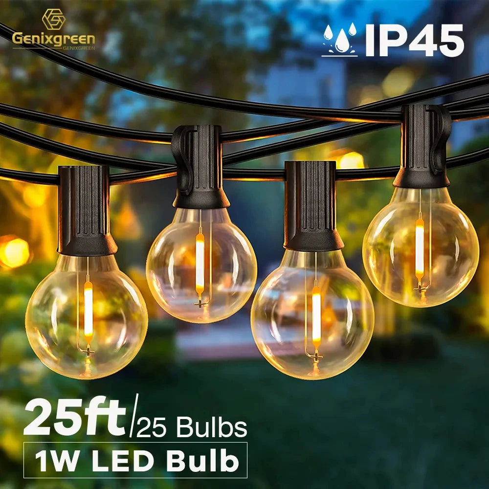 guirlande lumineuse vintage 25ft led transparente ambre clips rondes 23 ampoules