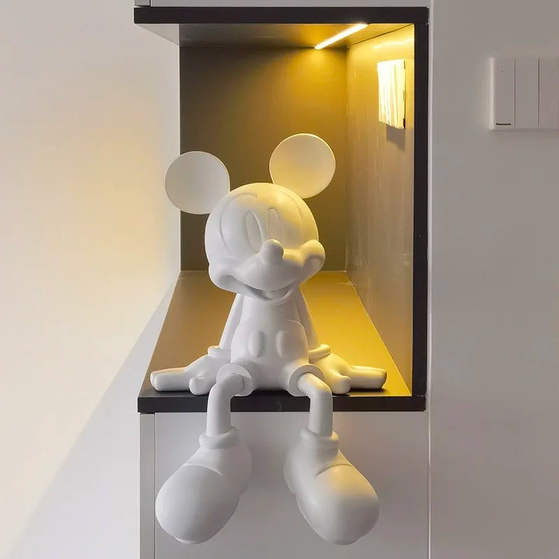 figurine mickey mouse résine noire blanche moderne figurine deco salon hall entrée meuble tv