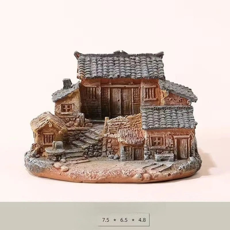 miniatures maison rustique résine animaux cochon buffle pot plant toit pierreux imitation bois.texture.rugueuse