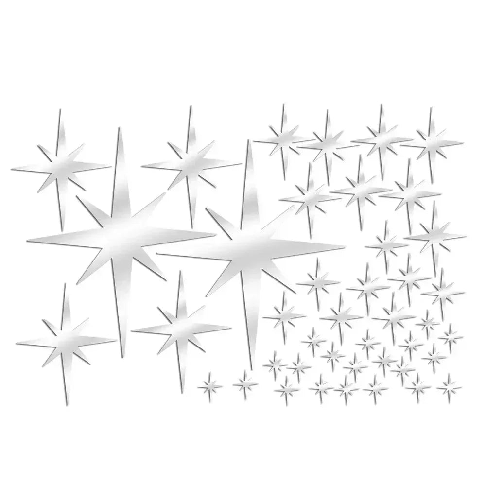 stickers muraux étoiles brillantes moderne 42 pièces adhésifs blanc jaune bleu