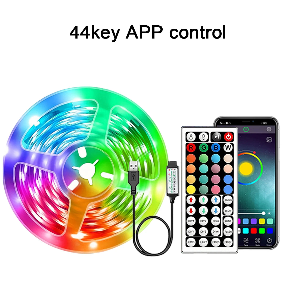 ruban led multicolore flexible moderne adhésif télécommande chargeur usb