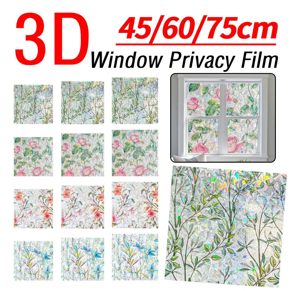 film confidentialité fenêtre multicolore floral adhésif moderne décoratif semi opaque vert bleu rose blanc