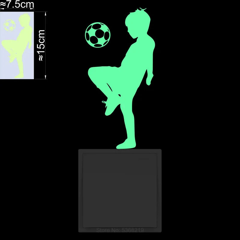 autocollant mural silhouette enfant football vert bleu orange jaune fluo résistant eau chambre moderne