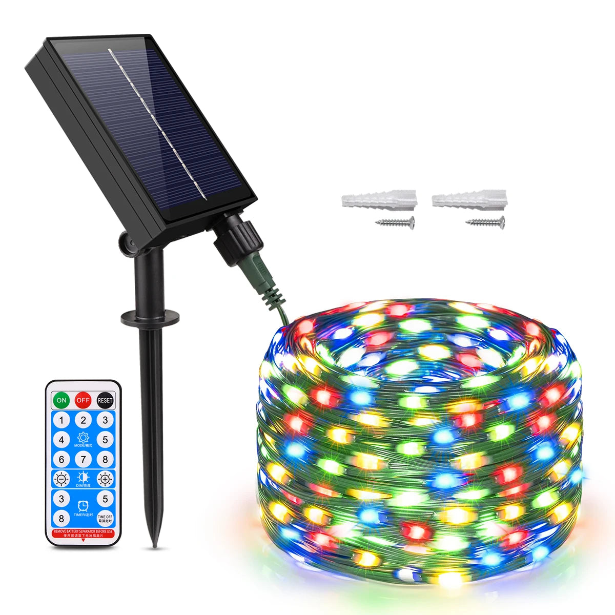 guirlande lumineuse led solaire modes multicolore moderne télécommande étanche ip65