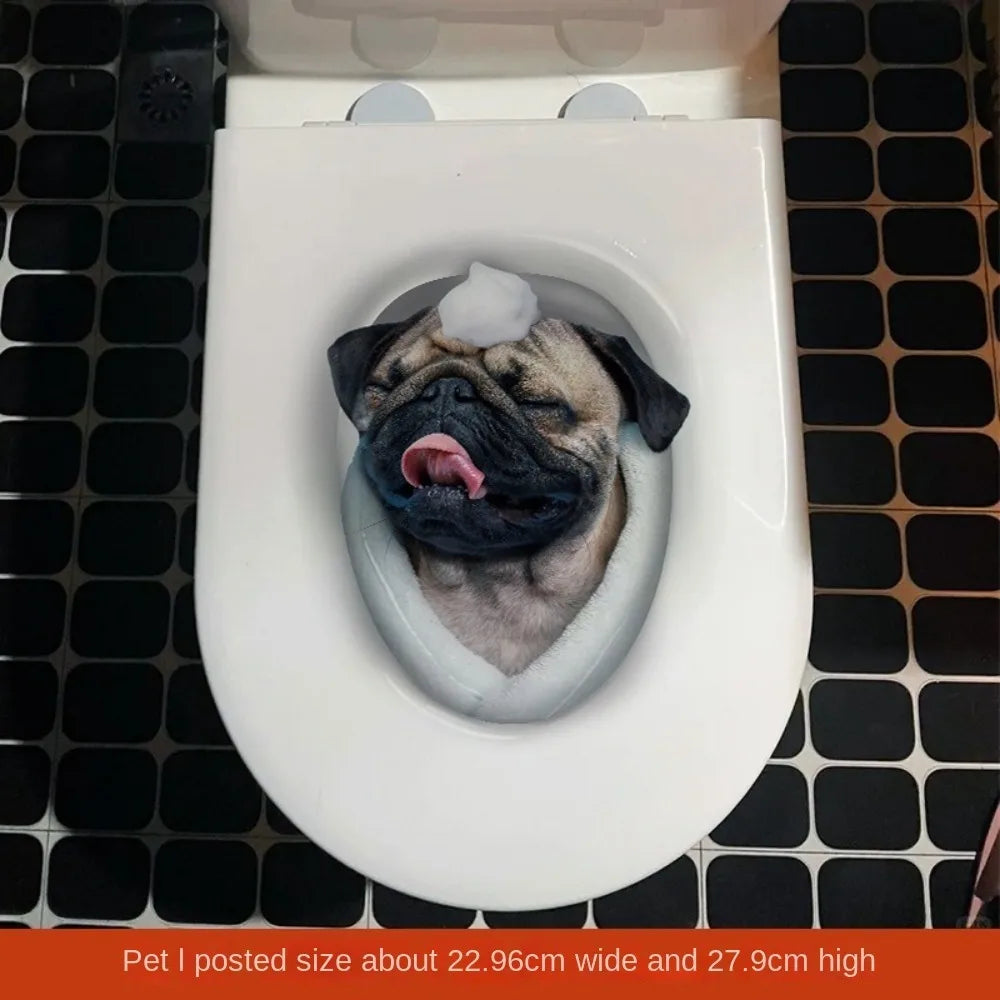 stickers decoratifs toilette animaux 3d realistes blanc gris beige opaques diverse options variante