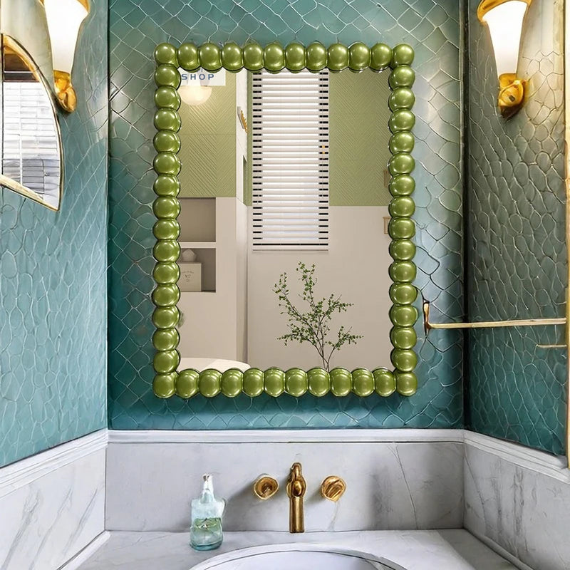 miroir pied vert or blanc luxueux classique opacité adhésif led rectangle