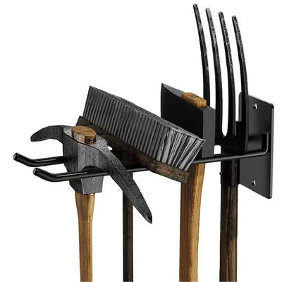 porte outils mural métal noir rangement jardin pelles râteaux balais industriel fixe mur crochets